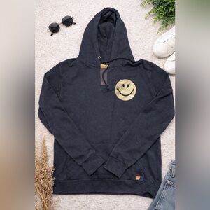 Aviator Nation Black Hoodie with Gold Smiley